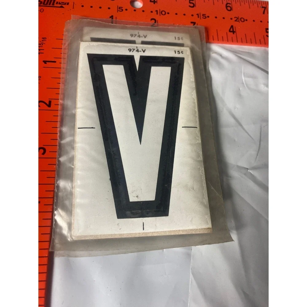 Vintage Meyercord Kwik-Space Letter V Black Self-Stick NOS 974-V Lot of 3